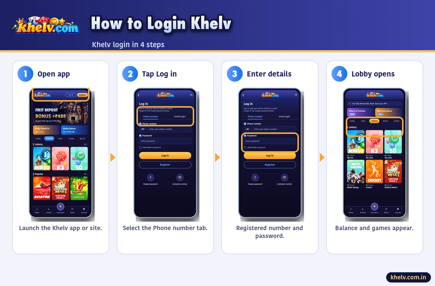 How to login Khelv – step by step